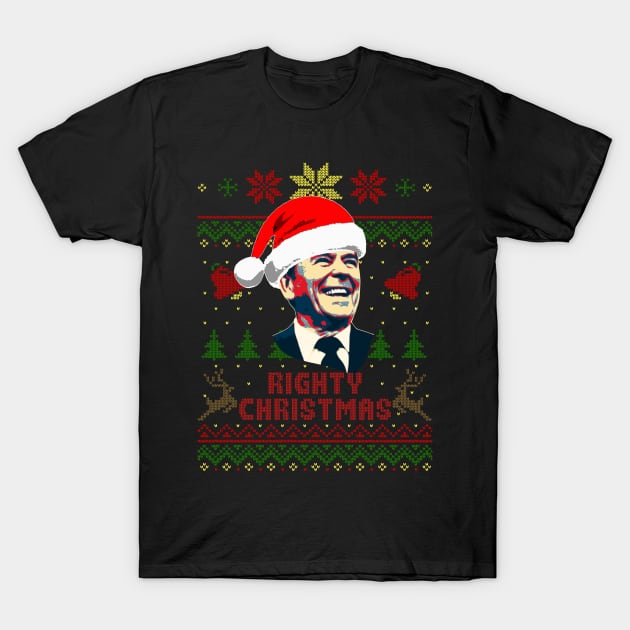 Ronald Reagan Righty Christmas T-Shirt by Nerd_art